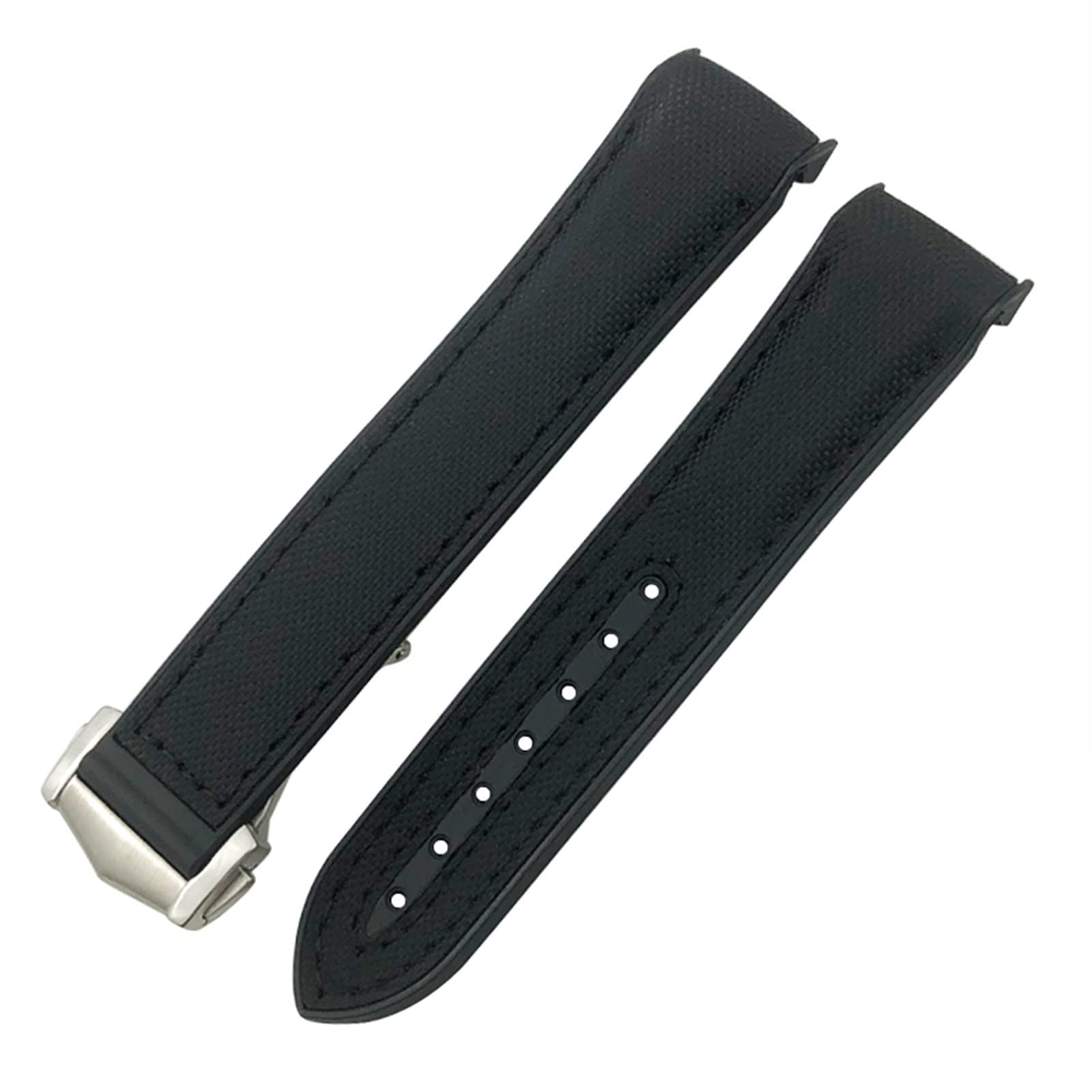Czke Black Black Line For Omega Planet Ocean Seamaster Diver 300 Pointed Clasp Silicone Watch Strap Rubber Nylon Leather Watchband 19 20Mm 22 21Mm Watchbands (Color : Size : 21Mm)