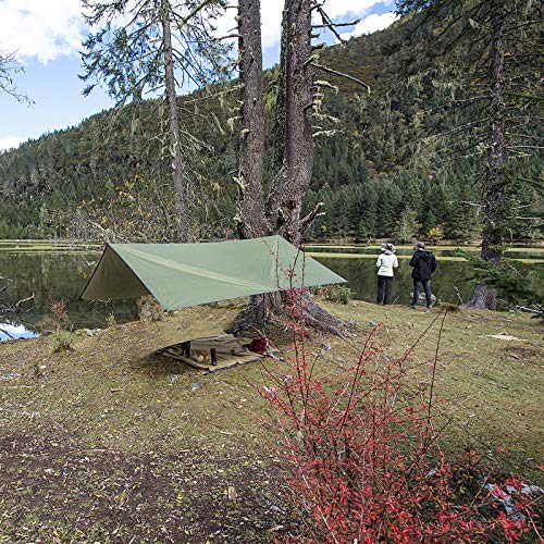 Image of Hammock Rain Fly Tent Tarp Provides Effective Protection Against Rain, Snow. 32ft Long Ridgeline. Big 9.8x9.5ft Durable, Waterproof 210D Oxford. 6 Reflective Guy Lines, 2 Stuff Sacks. Easy Assembly