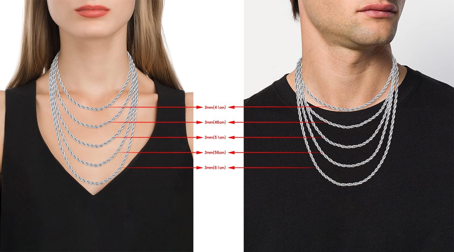 sovesi シルバーチェーン メンズ 3mm ステンレススチール メンズネックレス シルバーツイストロープチェーンネックレス メン