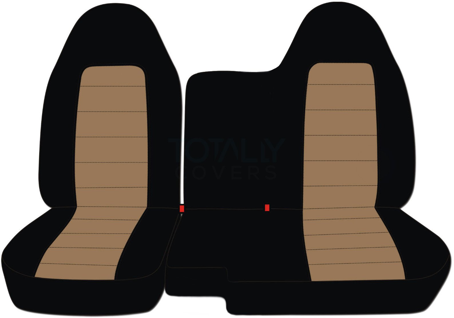 Totally Covers Compatible with 1998-2003 Ford Ranger/Mazda B-Series Two-Tone Truck Seat Covers (60/40 Split Bench) - No Armrest/Console: Black and Brown (21 Colors)