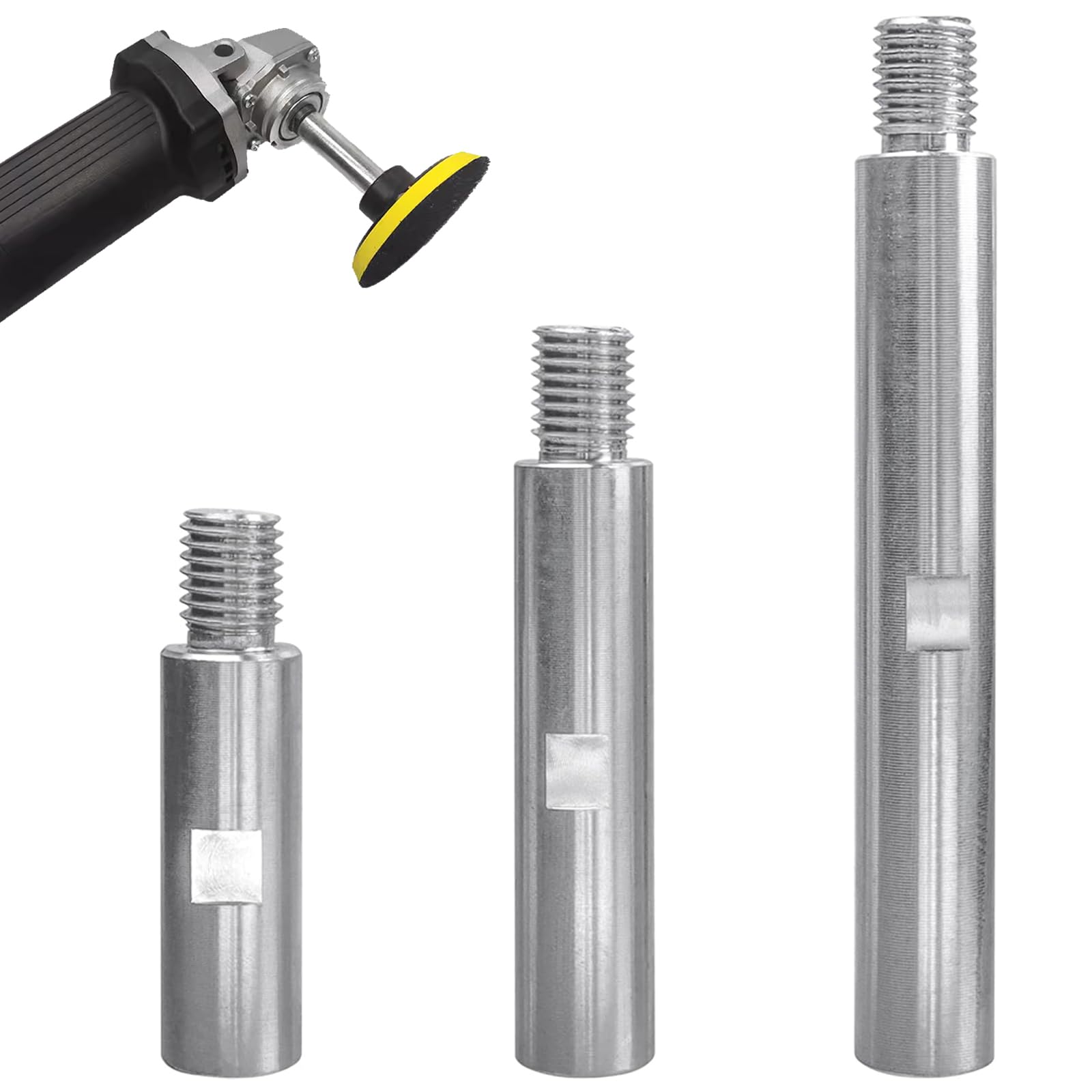 Juego de 3 ejes de extensión rotativos de rosca M14 - 3 piezas de 2.953 in/3.937 in/5.512 in para pulidora rotativa de coche, almohadillas de pulido, placa de respaldo, pulidora eléctrica, amoladora