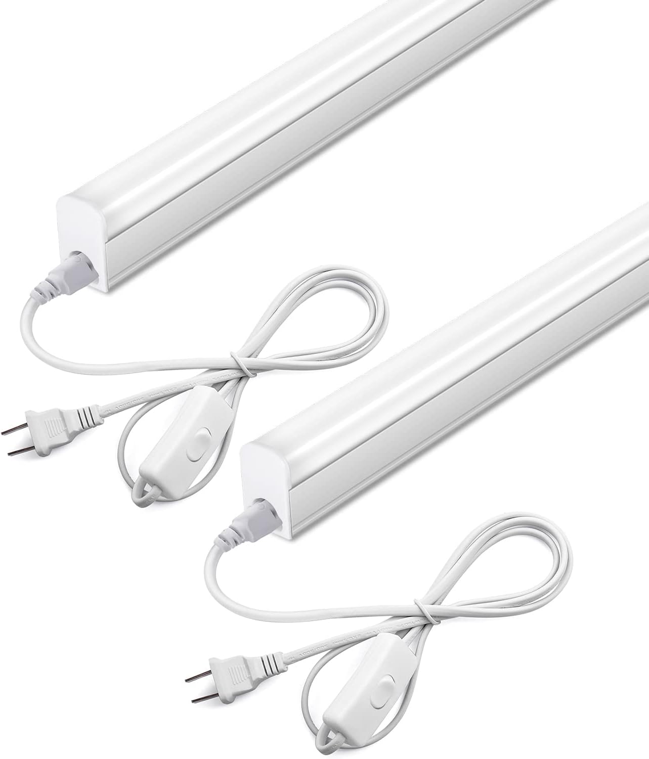 LED Under Cabinet Lighting, 1FT, 5W, 6000K, 500lm, Under Counter Lights for Kitchen, Shop, Corded Electric withON/Off Switch (Pack of 2)