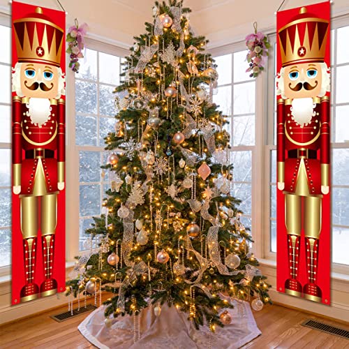 WODICY Nutcracker Christmas Decorations, Nutcracker Porch Signs 11.8 x 70.8 in, Outdoor Nutcracker Banner Life Size Soldier Model Nutcracker Banners for Front Door Xmas Décor