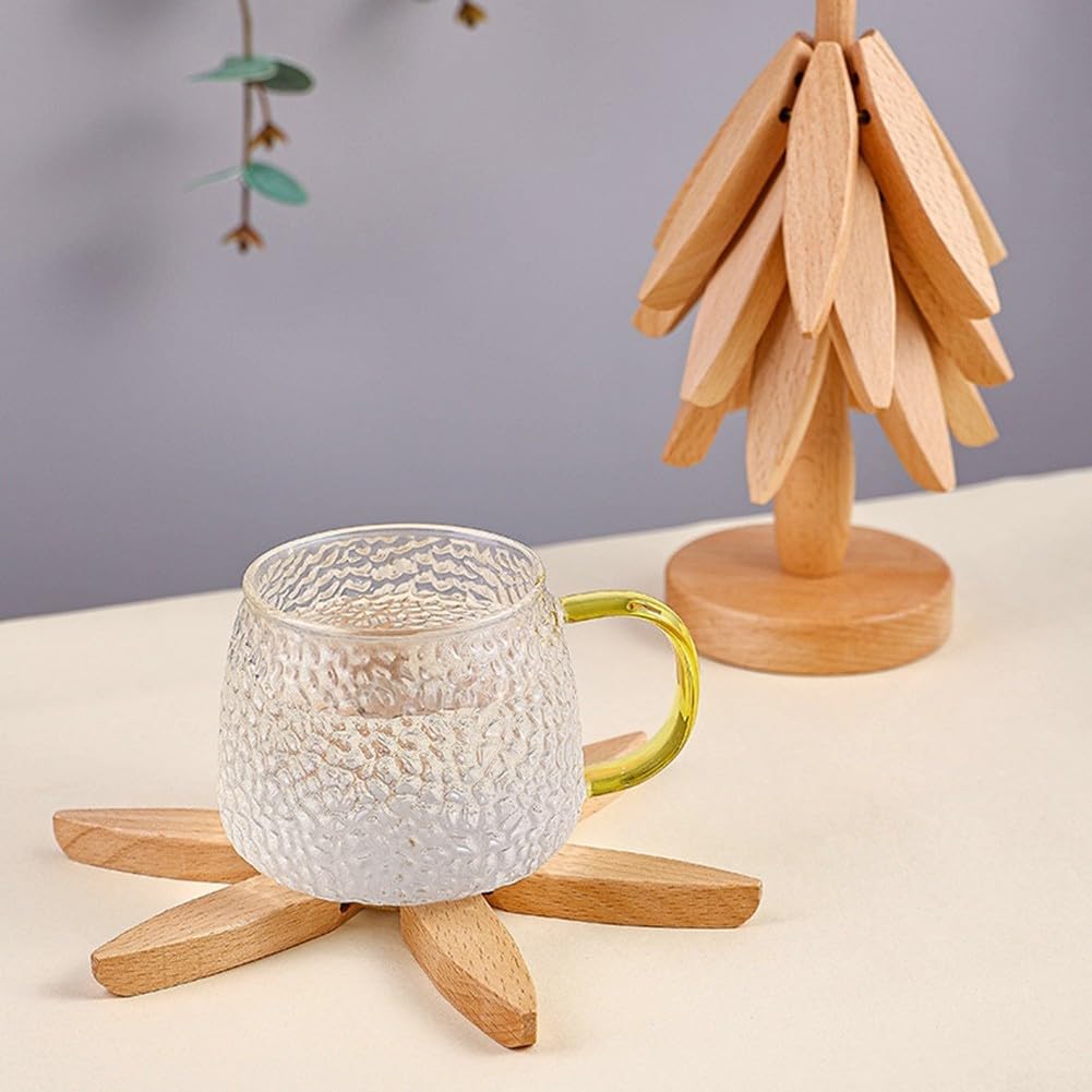 Platzsparender Untersetzer aus Holz, Baum-Design, ideal für Urlaub und sauberes Kochen, stilvolles Küchenzubehör und funktionale hitzebeständige Matte