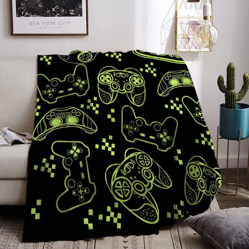 Keivvsh Gamepad Blanket 40 inch x 60 inch Cool Game Gift for Boys Game Controller Blanket Ultra Gaming Video Game Soft Flannel Throw Blankets for Couch Bedroom for Kids Adults(Green)