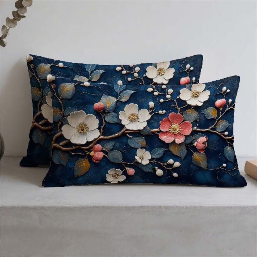 Coussin extérieur imperméable 60x90 cm à motif fleur, protection déperlante lot de 2