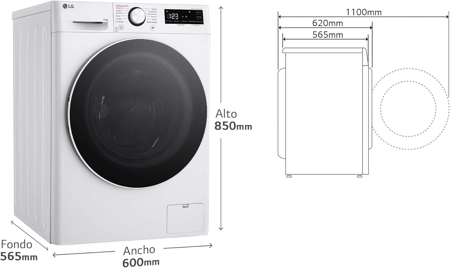 Схема размеров стиральной машины