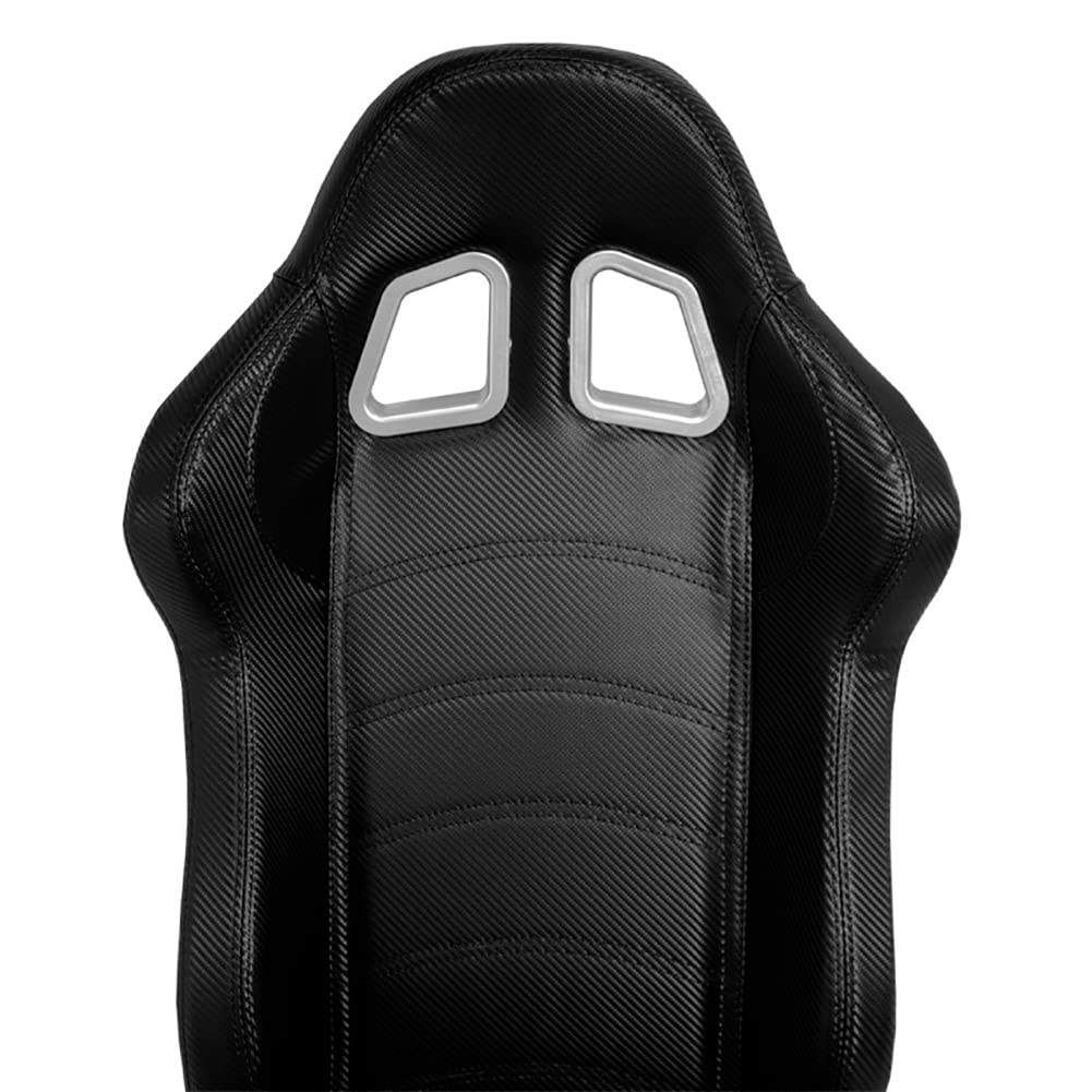AutoStyle Siège baquet 'DS' - Look-Carboné Simili Cuir - Dossier réglable - incl. glissières