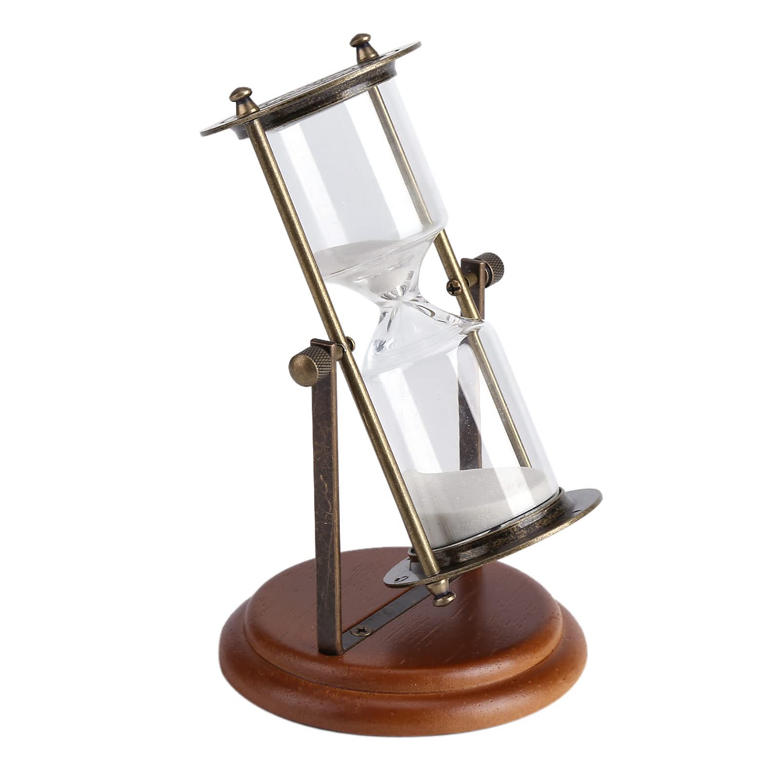 Reloj de arena giratorio con marco de metal, temporizador de arena decorativo de 15 minutos para escritorio, decoración náutica, cronometraje elegante, 8 x 7.3 pulgadas, perfecto para el hogar u