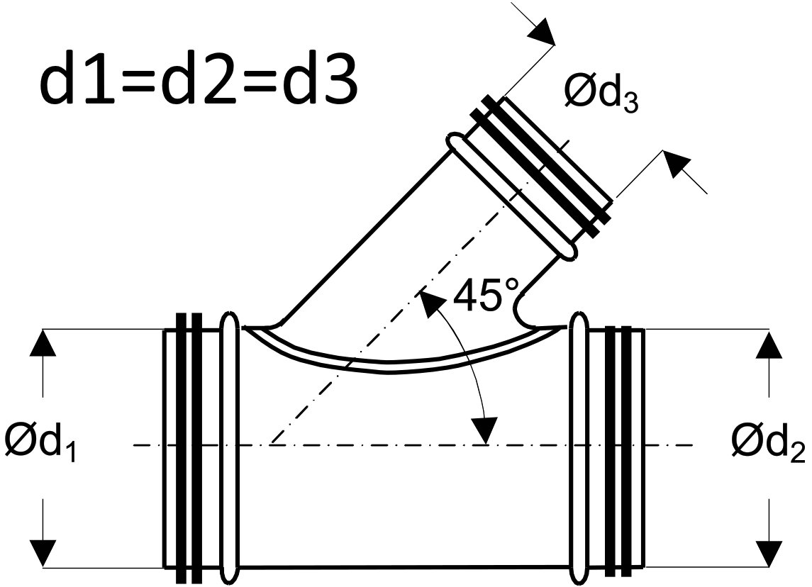 Lot de dérivation pour P799.056 Règles à niveler Tube à 45 ° avec joint DN 100 125 150 160 200 mm – Accessoires Aspiration
