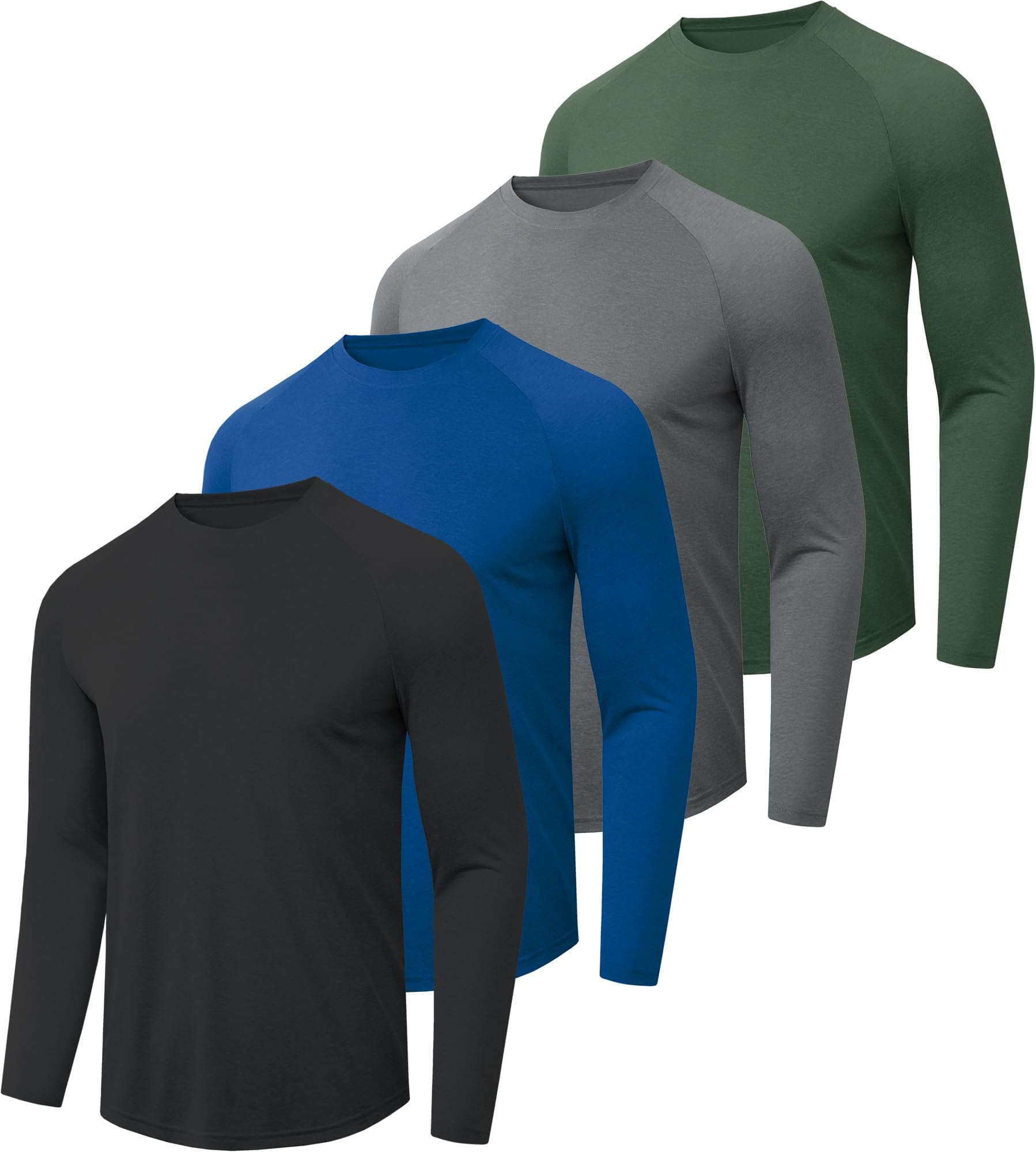 4-7 Pack Long Sleeve Shirts for Men - Quick Dry Moisture Wicking UPF 50+ Sun Protection T-Shirts for Workout Fishing Casual