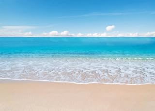 BELECO Tropical Beach Ocean Waves Backdrop 8x6ft Fabric Seaside Scenery Sand Beach Backdrop Luau Party Hawaiian Theme Photography Background Birthday Party Decor Wedding Photoshoot Studio Props