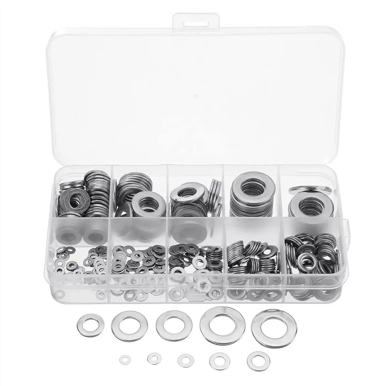 Kit O-ring in gomma SW3 400 pezzi Set di assortimenti rotondi con rondelle piatte in acciaio inossidabile 304 M2/2,5/3/4/5/6/8/10 Guarnizione di tenuta - Kit guarnizioni assortite