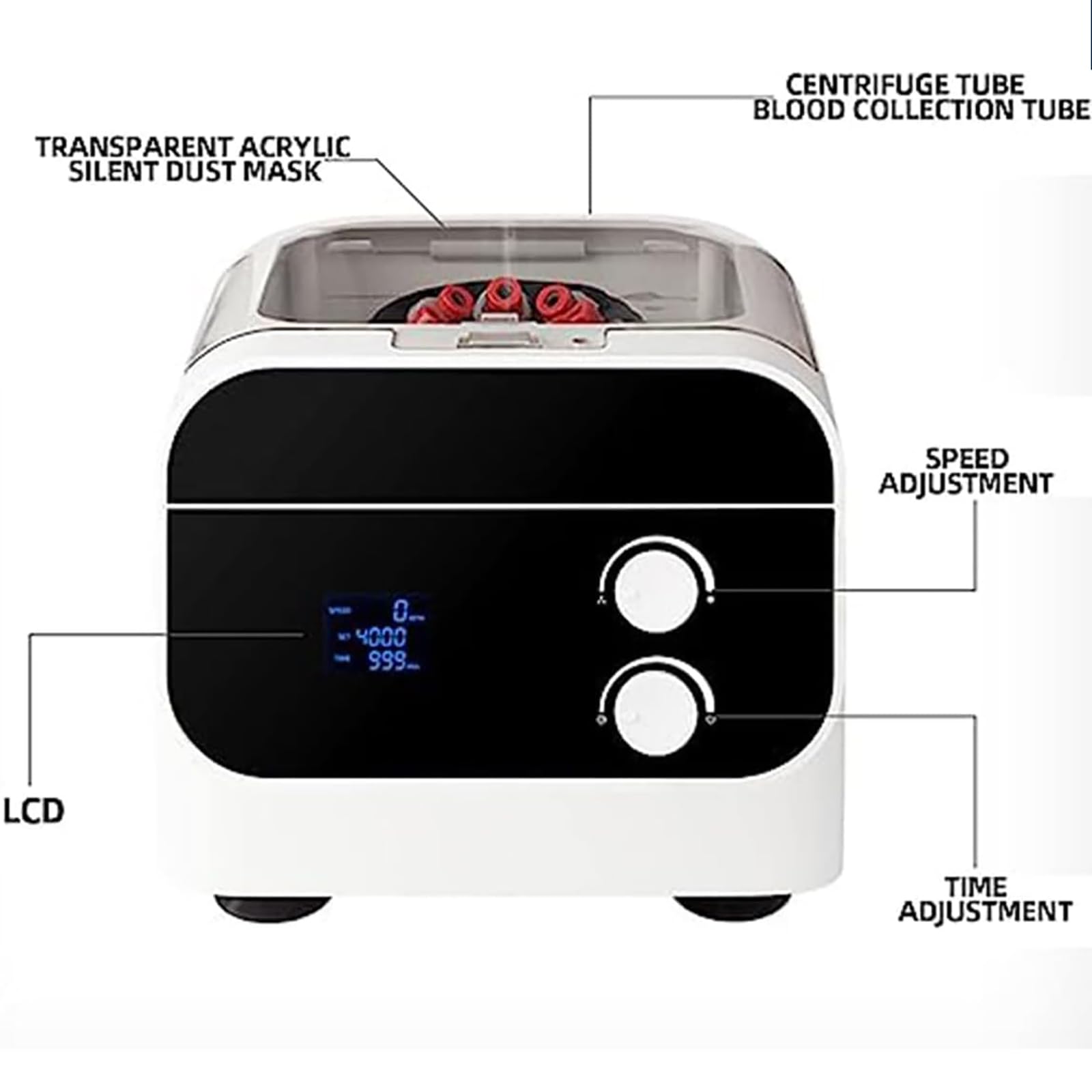 Centrifuga da Laboratorio da Tavolo, Centrifuga da Laboratorio Compatta, Schermo LED, capacità Prodotto 20 Ml X 8 Fori, Intervallo di Tempo 0-60 Minuti,8
