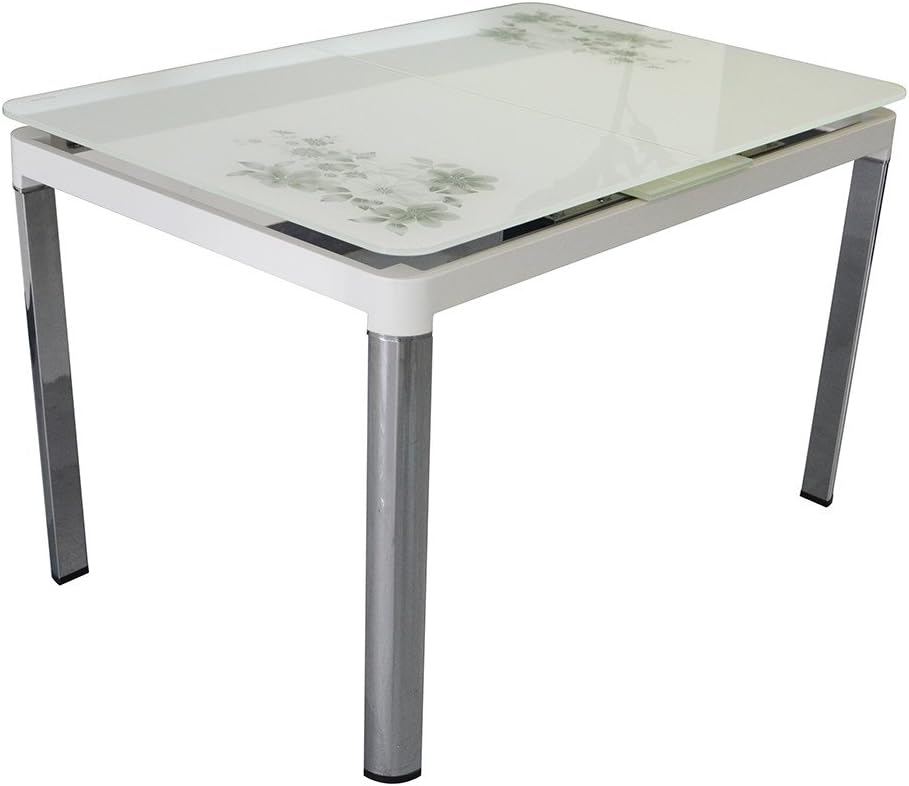 Bellona Tempered Glass Extendable Dining Table WF330tb (White)