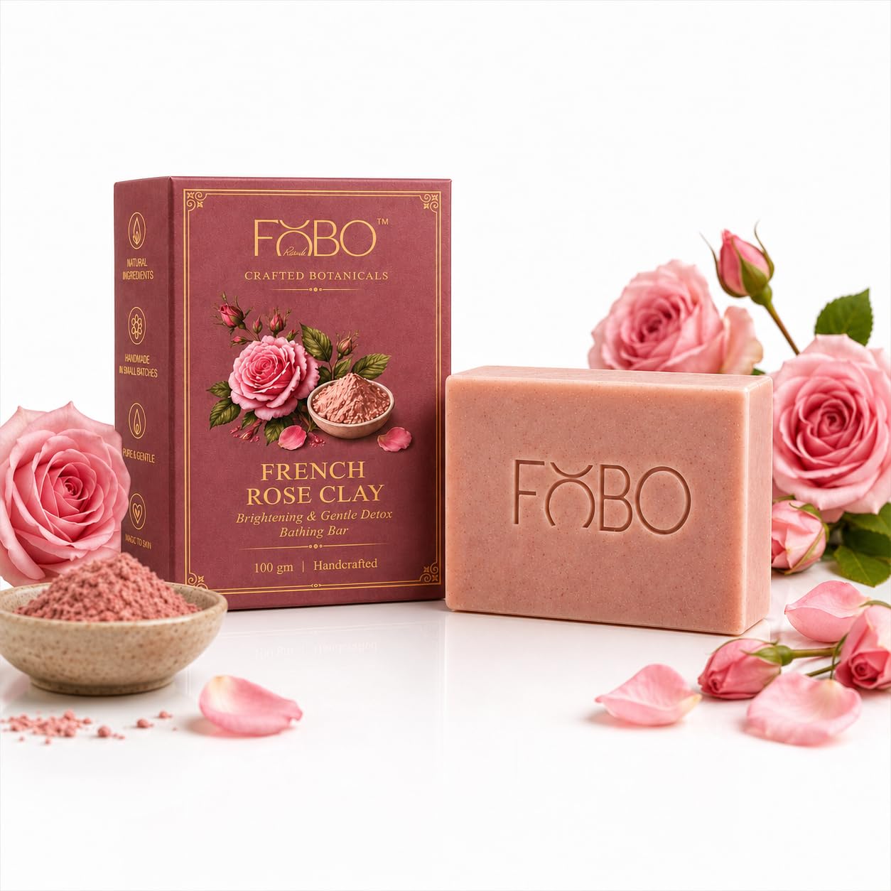 French Rose Clay Botanical Bath Soap | Handmade Bathing Bar with French Pink Clay, Rose Extract, Shea Butter & Aloe Vera | Gentle Cleansing for Dry & Sensitive Skin | 100g (Pack of 1)-picture-38
