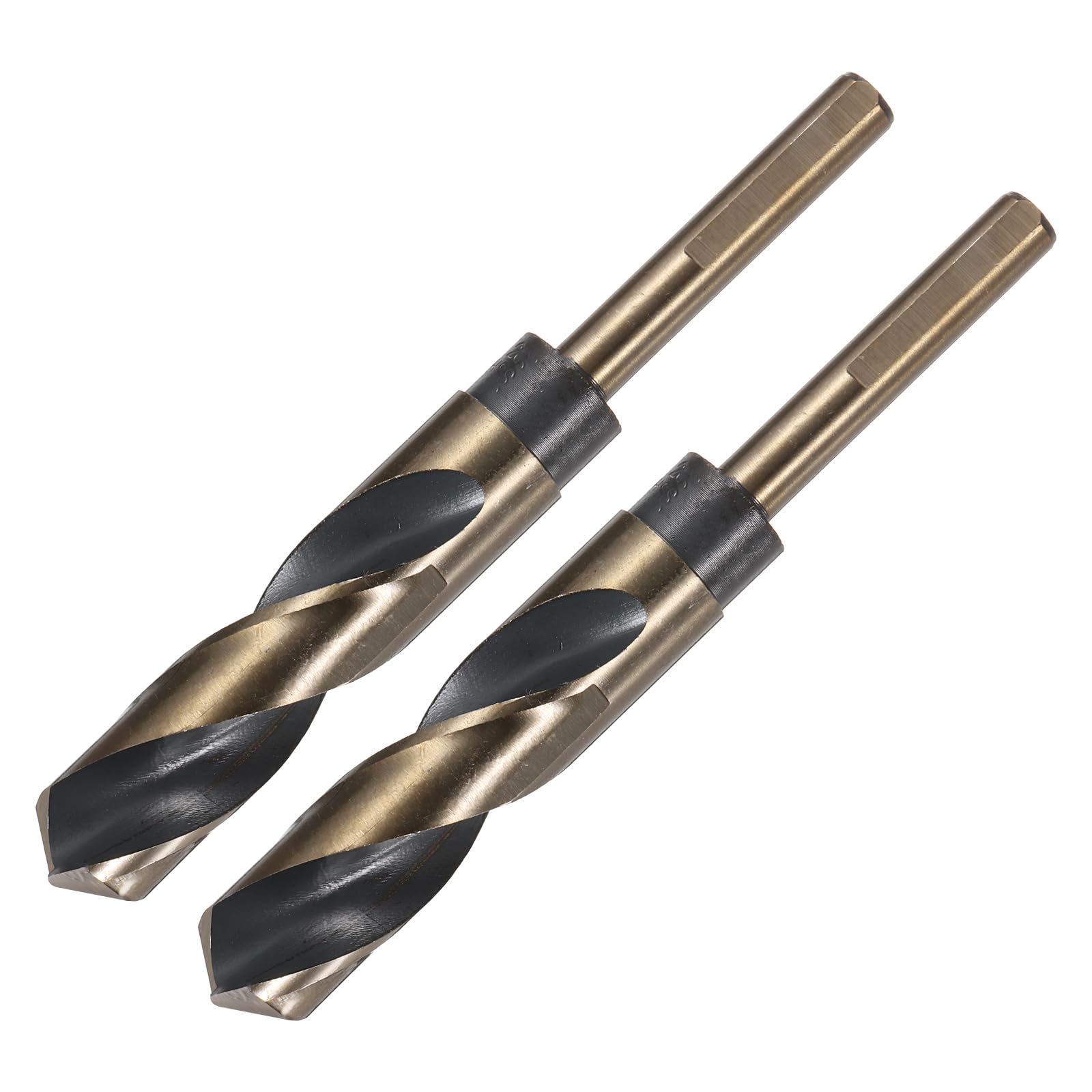 QUARKZMAN 2 Pezzi Punta A Torsione Con Gambo Ridotto 20mm Rivestimento Nitruro Nero E Titanio Oro Acciaio Rapido 4341 Con Gambo 10mm Per Acciaio Inossidabile Lega Metallo Plastica Legno