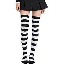 Mealah Women Thigh High Striped Socks - Long Boot Tights Stocking Leg Warmers Over Knee Socks For Halloween Costume