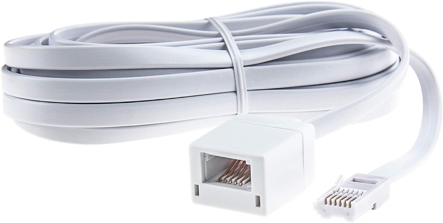 Ancable 2M White BT Male to Female Telephone Extension Cable for UK Landline Phone, Fax, Modem, Home & Office