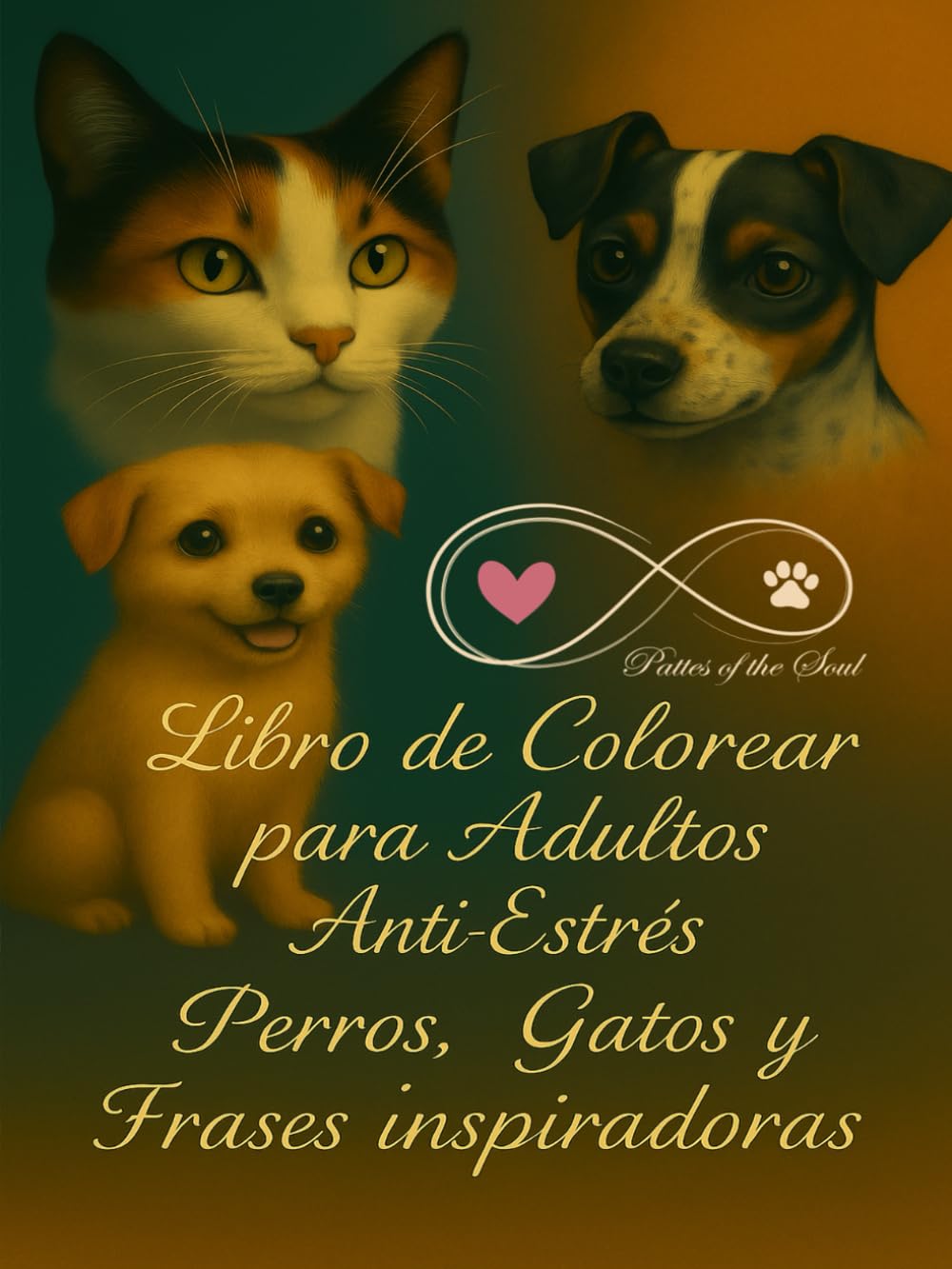 LIBRO DE COLOREAR PARA ADULTOS ANTI-ESTRÉS PERROS, GATOS Y FRASES INSPIRADORAS