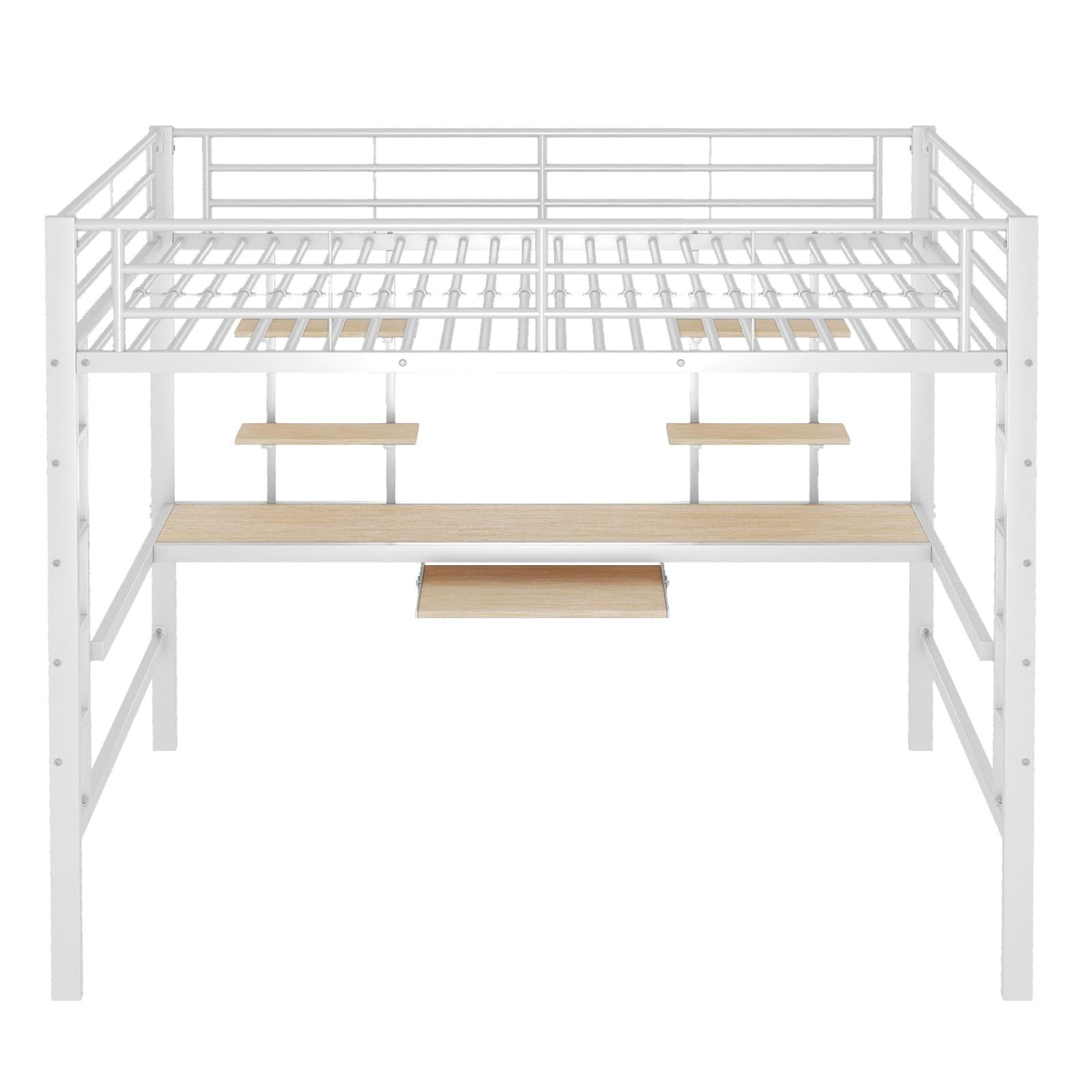 Lit Mezzanine En Bois Avec Bureau Et Rangement | 140x200 Cm | Blanc | Idéal Chambre Enfant Ou Studio