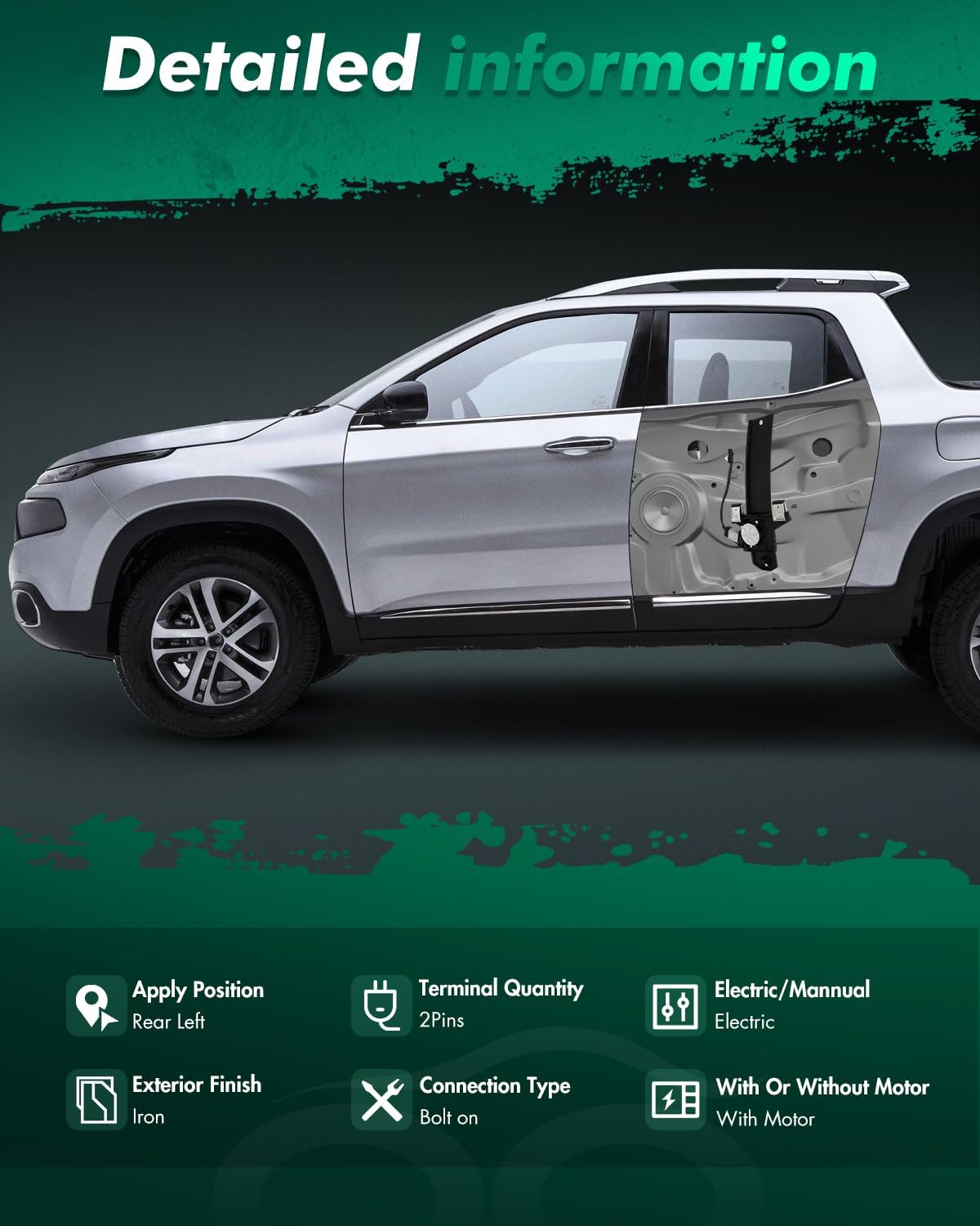 SCITOO Power Window Regulator and Motor fit for 2006 2007 2008 2009 2010 for Chrysler PT Cruiser Rear Left Side 751-616