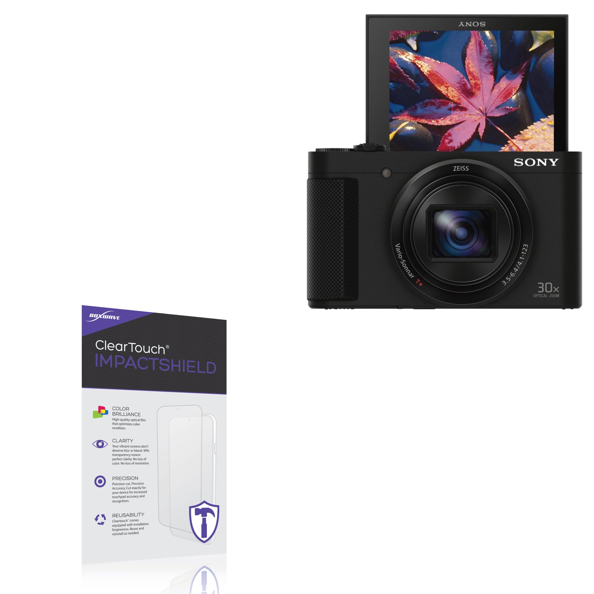 BoxWave Screen Protector Compatible With Sony Cyber-shot DSC-HX80 - ClearTouch ImpactShield (2-Pack), Impenetrable Screen Protector Flexible Film