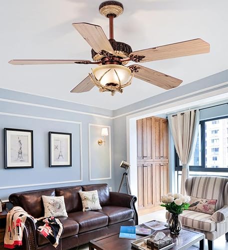 Miniatura 8 de Ventilador de techo de 52 pulgadas con control remoto de luces, ventilador de techo rústico para ventilador de techo interior y exterior, ventilador