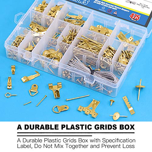 Glarks 307Pcs Picture Hanging Kit, Picture Frame Hanger Tool With Level Ruler And 306Pcs Nails thumb #4