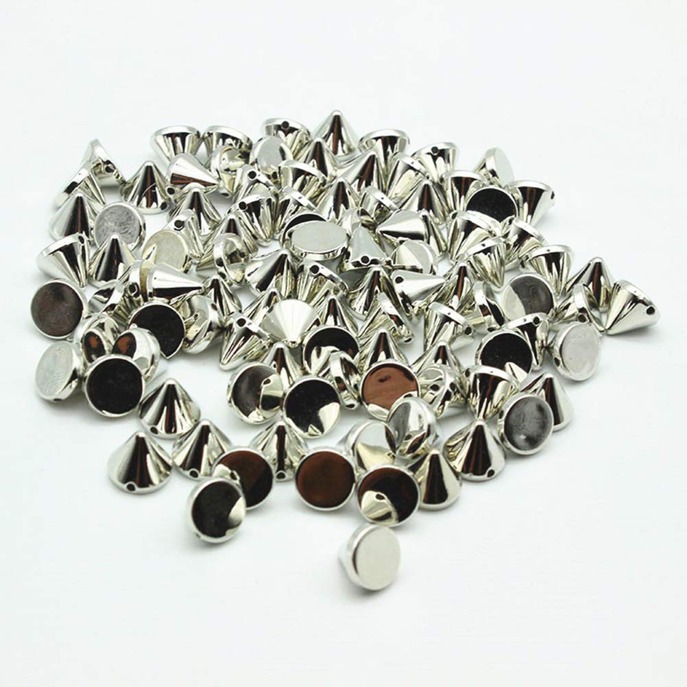 SUPVOX 100pcs 10mm Acrilico Spike Cono Borchie, Perline, Cucire, Colla, Indumenti Fai Da Te, Borse Scarpe Abbellimento (nero - Foto 11