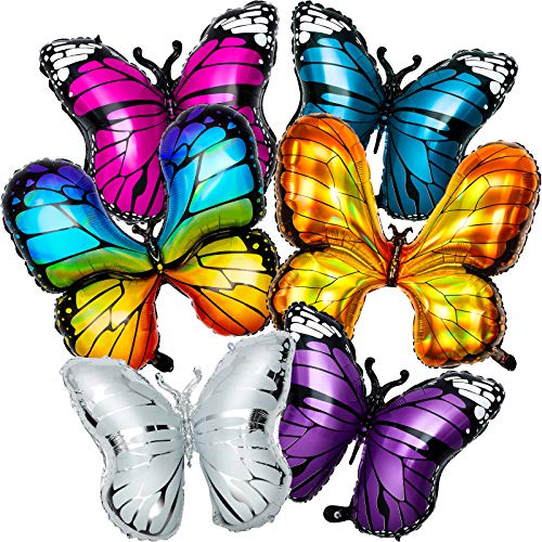 Sumind 6 Pcs Butterfly Balloons Decorations Fairy Butterfly Foil Balloons Magnified VBS Decorations for Theme Party Wedding Birthday Decor Baby Shower Celebration
