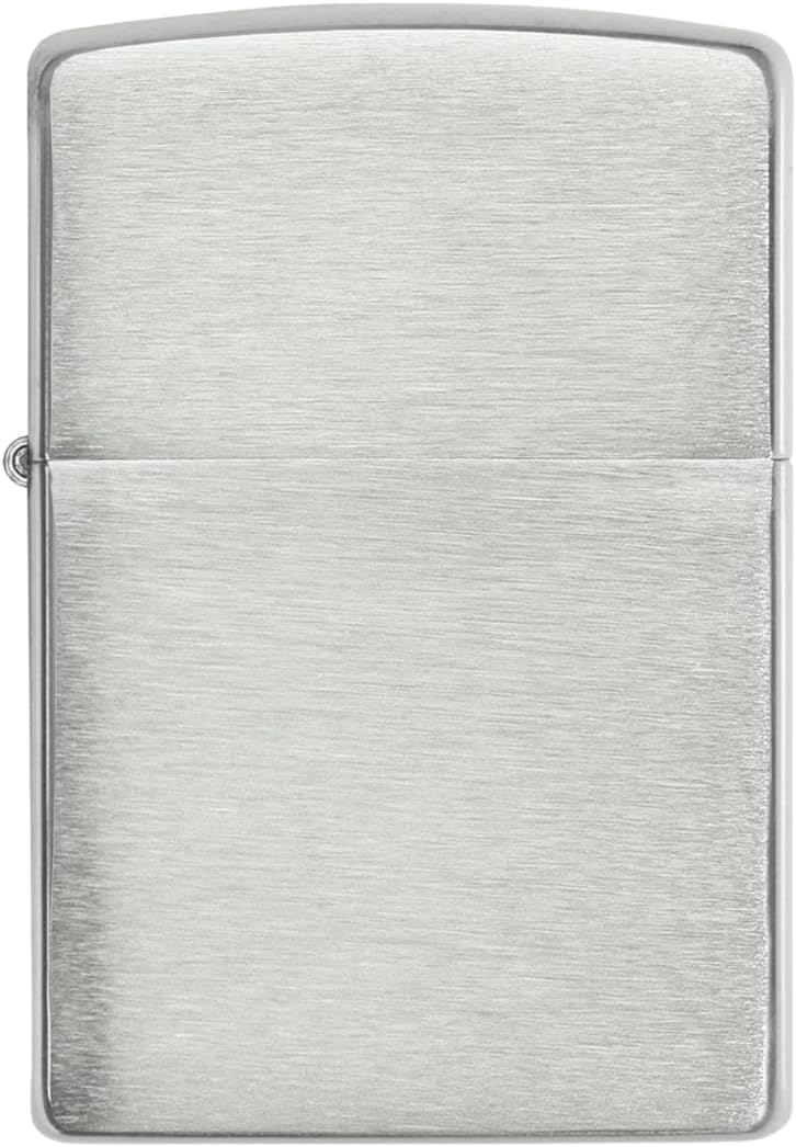 Windproof Lighter, Brushed Chrome Armour Heavy Wall, Base Model, Refillable, Reusable, Windproof Design, Gift Box, Made in the USA