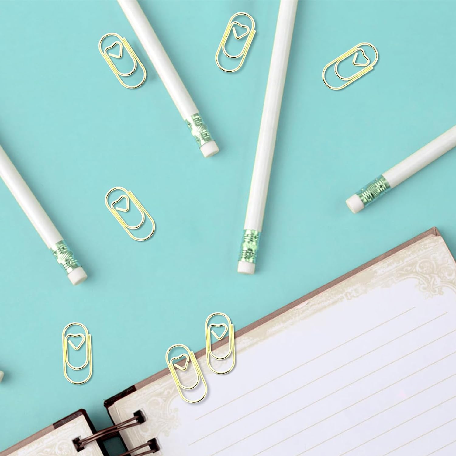 Lot De 100 Trombones En Forme De Cœur Doré - 2 Cm, Métal, Boîte Transparente, Pour Bureau Ou école - 5