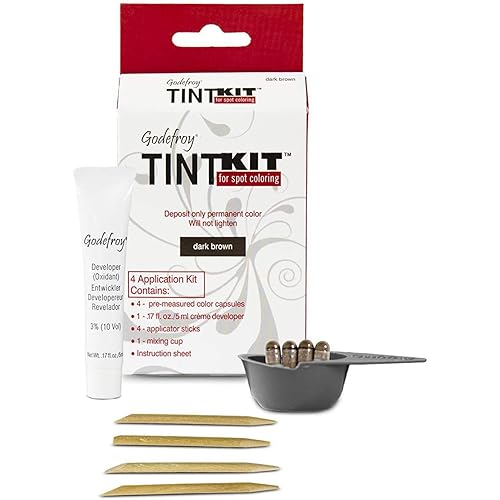 Godefroy Hair Color Kit for Spot Coloring, Covers Up Gray Hairs, Dark Brown, 4-Application Kit, Pack of 1