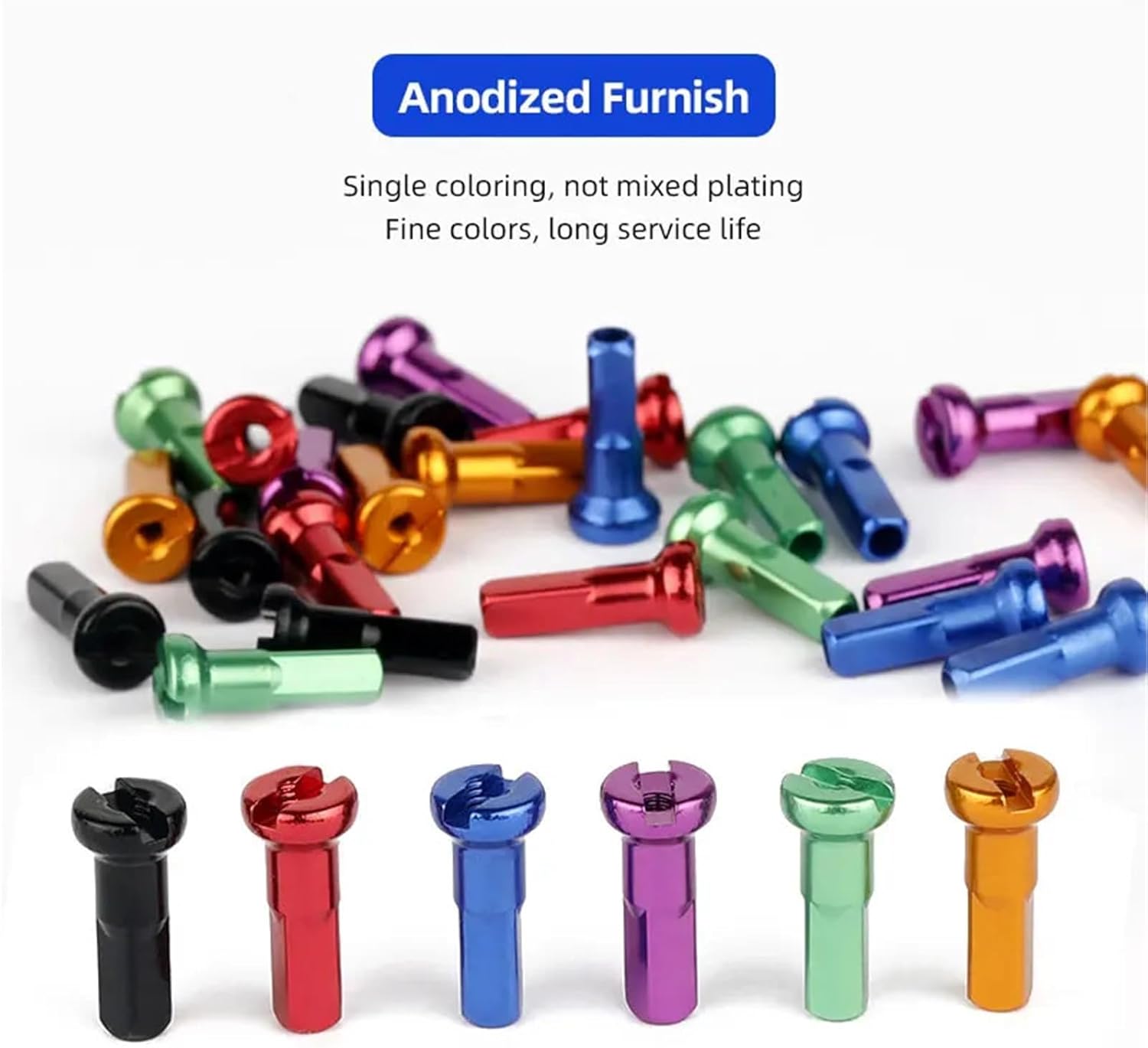 Spoke Nipples 100Pcs Aluminum Alloy Spoke Nipples Anodized 14G 14mm Road Bicycle Wheel Caps E-Bike Rim Nuts