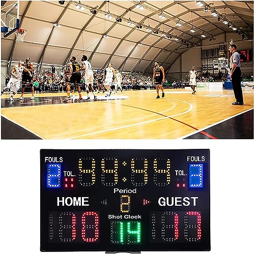 Marcador digital LED, marcador electrónico portátil de 15 dígitos con control remoto para baloncesto y fútbol, alimentación dual miniatura 2