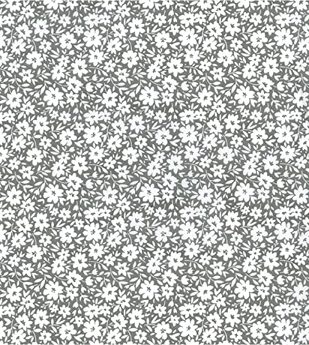 Tissu polycoton au mètre imprimé fleurs grises 500x110 cm loisirs créatifs