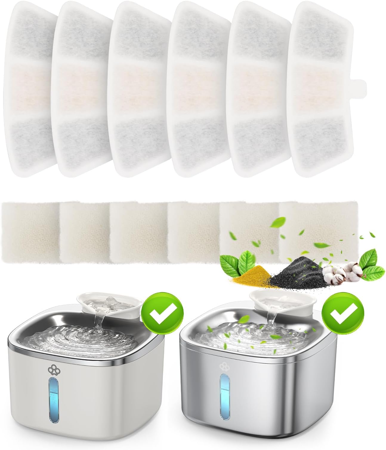 6pcs Replacement Filters for PW03 3.5L Stainless Steel Cat Water Fountain(for Fountain in Model PW03, B0DFWBHVLR,B0DSJ9F3M2)
