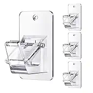 Adhesive No Drill Curtain Rod Brackets - Heavy Duty 30LB Holders for Bathroom Bedroom Kitchen, Universal Damage-Free Window Rod Hooks with Nail-Free Installation (4PC Transparent)