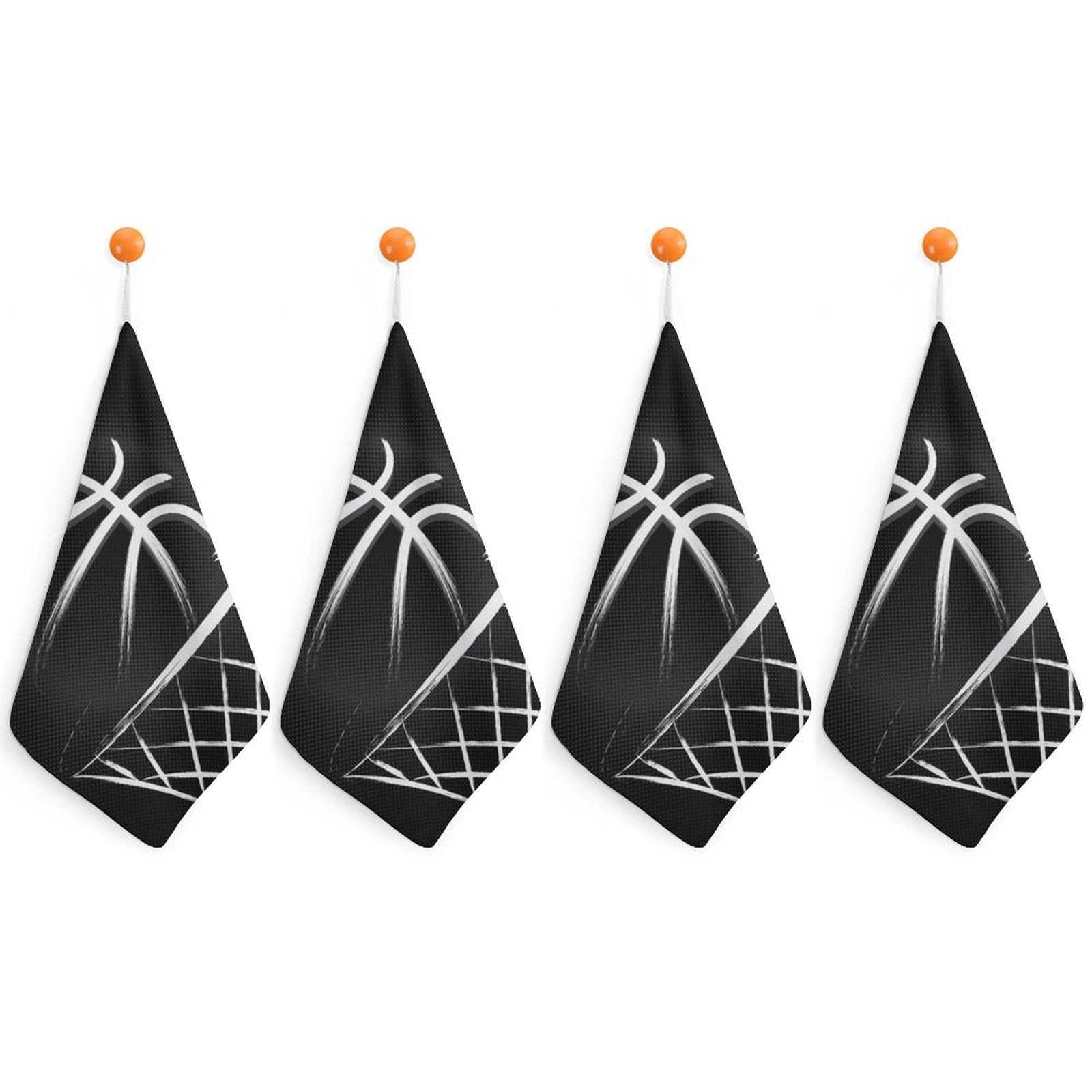 LWORZIIB 4 Piece Hanging Hand Towels, Basketball Small Dry Hand Towel for Kitchen Bathroom