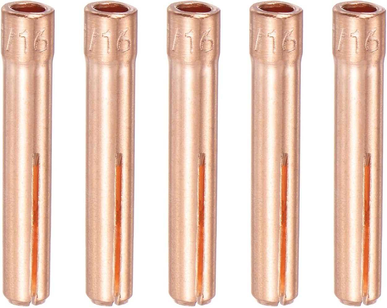 sourcing map 5pcs 13N22 TIG Welding Collet 1/16" (1.6mm) Copper Tungsten Electrode Collet Tips for WP9 20 25 TIG Welding Torch Series