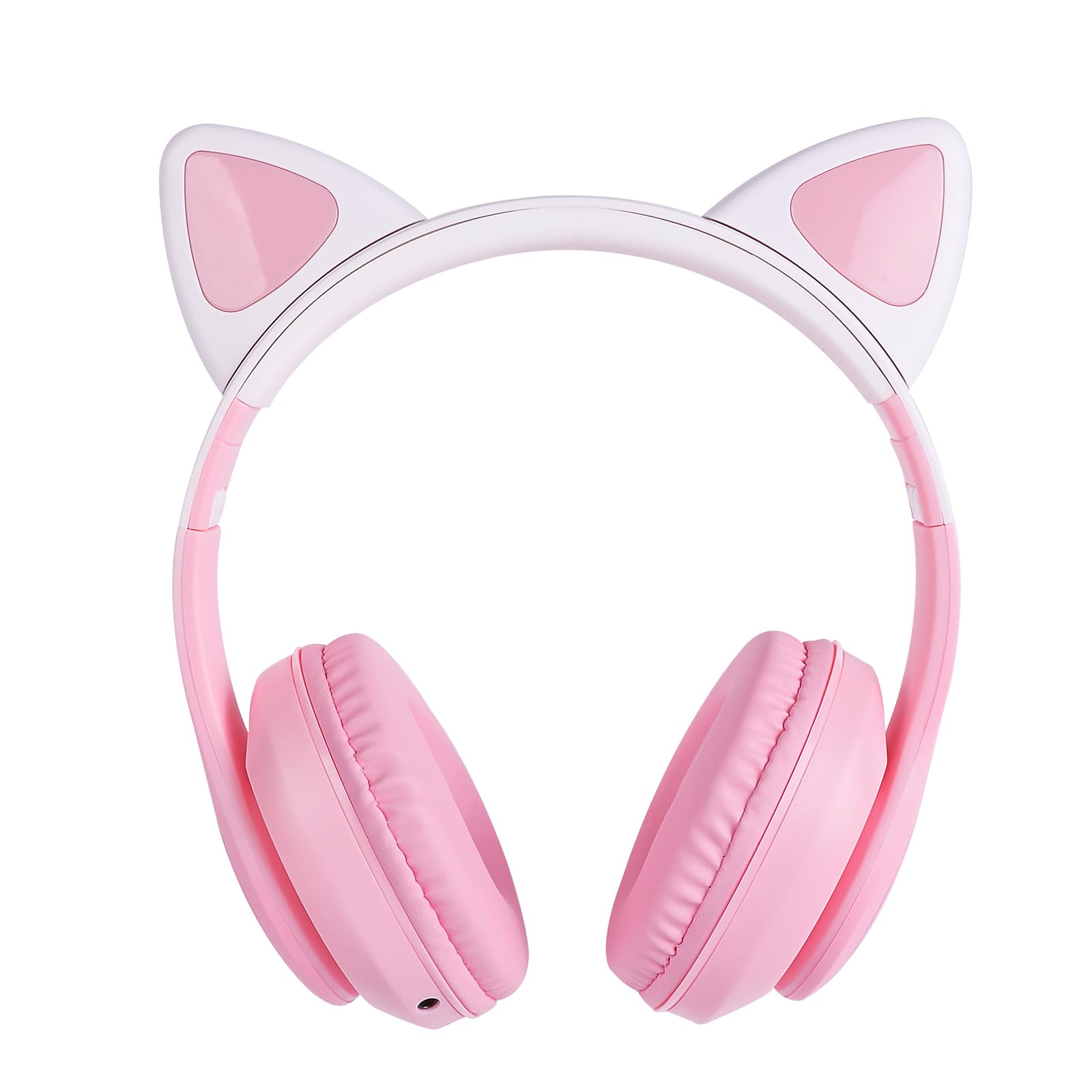Auriculares inalámbricos para niños, con luz LED, Bluetooth, con orejas de gato que cambian de color, auriculares inalámbricos con micrófono para niños/niñas/escuela/Navidad (rosa Pro)