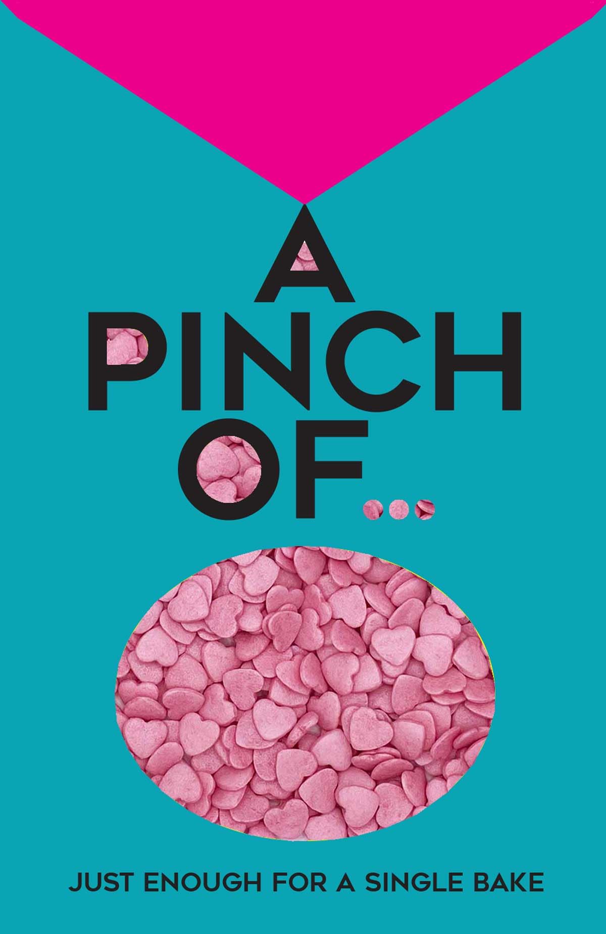 A Pinch Of - Pink Glimmer Love Hearts - Cake Topper Sprinkles - 25g Edible Glimmer Cupcake Decorations - Birthdays, Weddings & Romantic Celebrations
