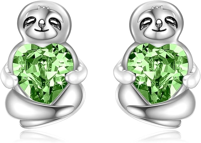 Dieren Oorbellen 925 Sterling Zilver Koala Panda Luiaard Oorbellen Kristal Oorbellen Hypoallergeen Dier Sieraden Geschenken voor Vrouwen Meisjes Vriendin, Sterling zilver, Kristal