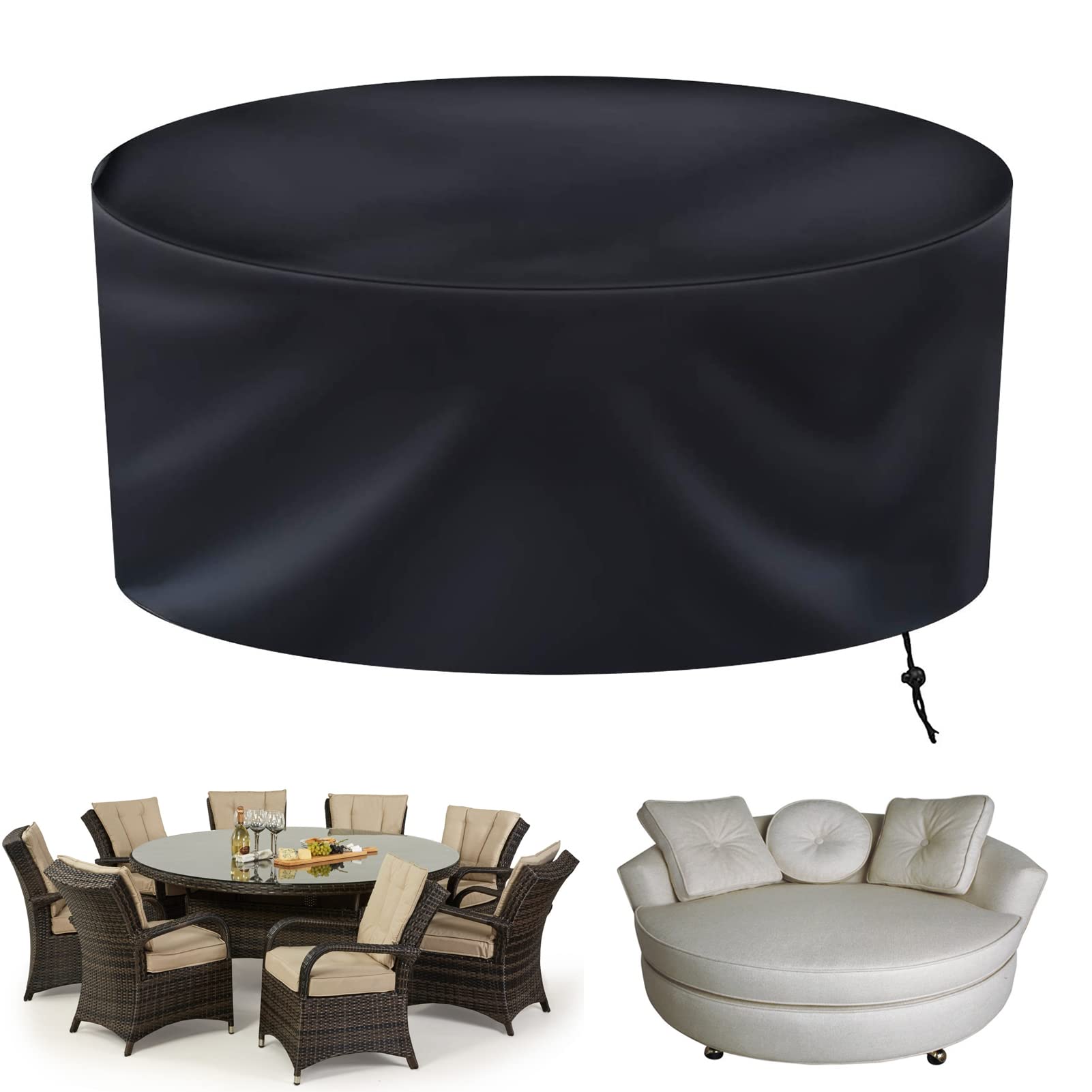 Copertura per mobili da esterno, 216 x 99 cm, impermeabile, antivento, resistente, per mobili da giardino rotondi, protegge i mobili da giardino esterni