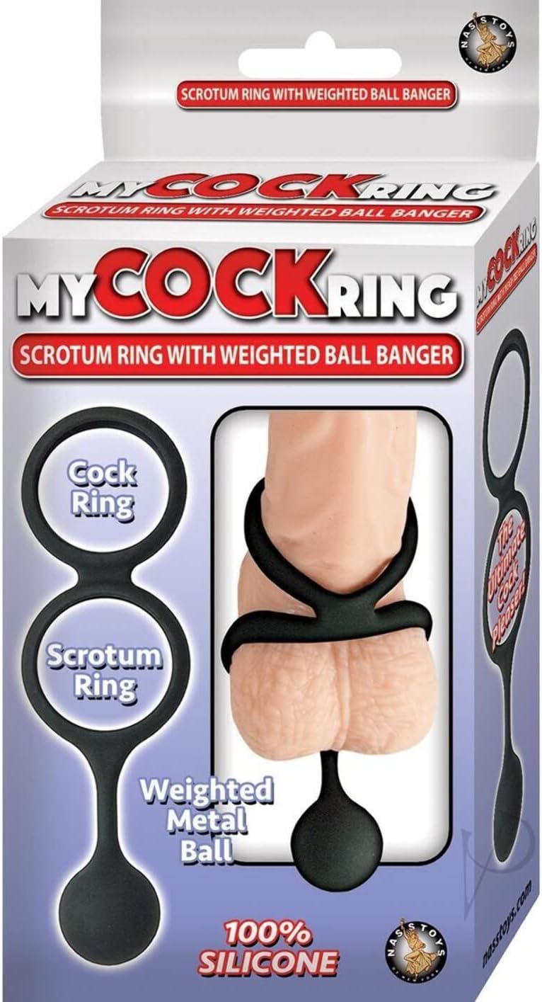 Nasstoys My Cock Ring Scrotum with Weighted Ball Banger, Black, 2 Ounce