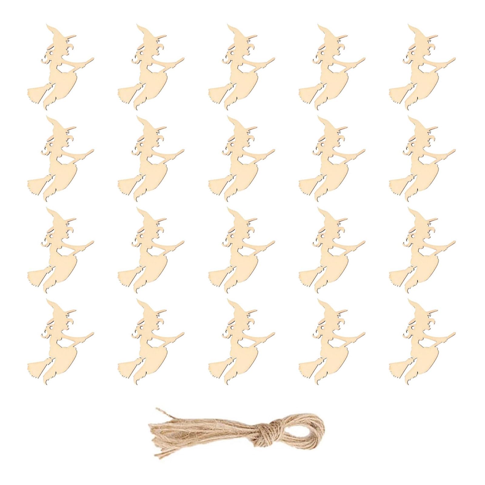 Msioytog 20PCS Wood Hanging Halloweens Decorations Easy Assembly Holiday Craft Project for Kids Adults Halloweens Hanging