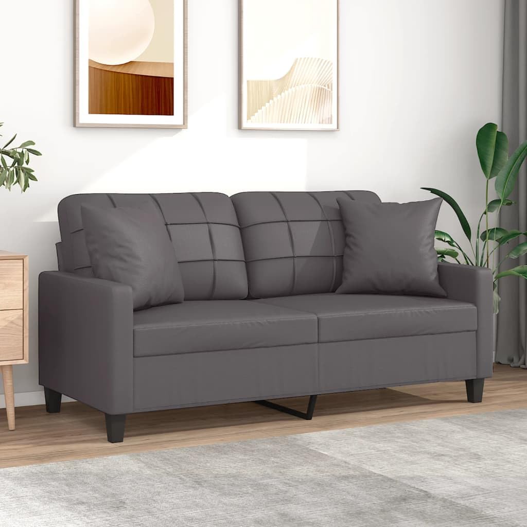 Homgoday Divano a 2 Posti Con Cuscino Decorativo, Relax, per Ospiti, Imbottito, Moderno - per Soggiorno, Camera da Letto, Ufficio, Appartamento - Grigio, 140 cm