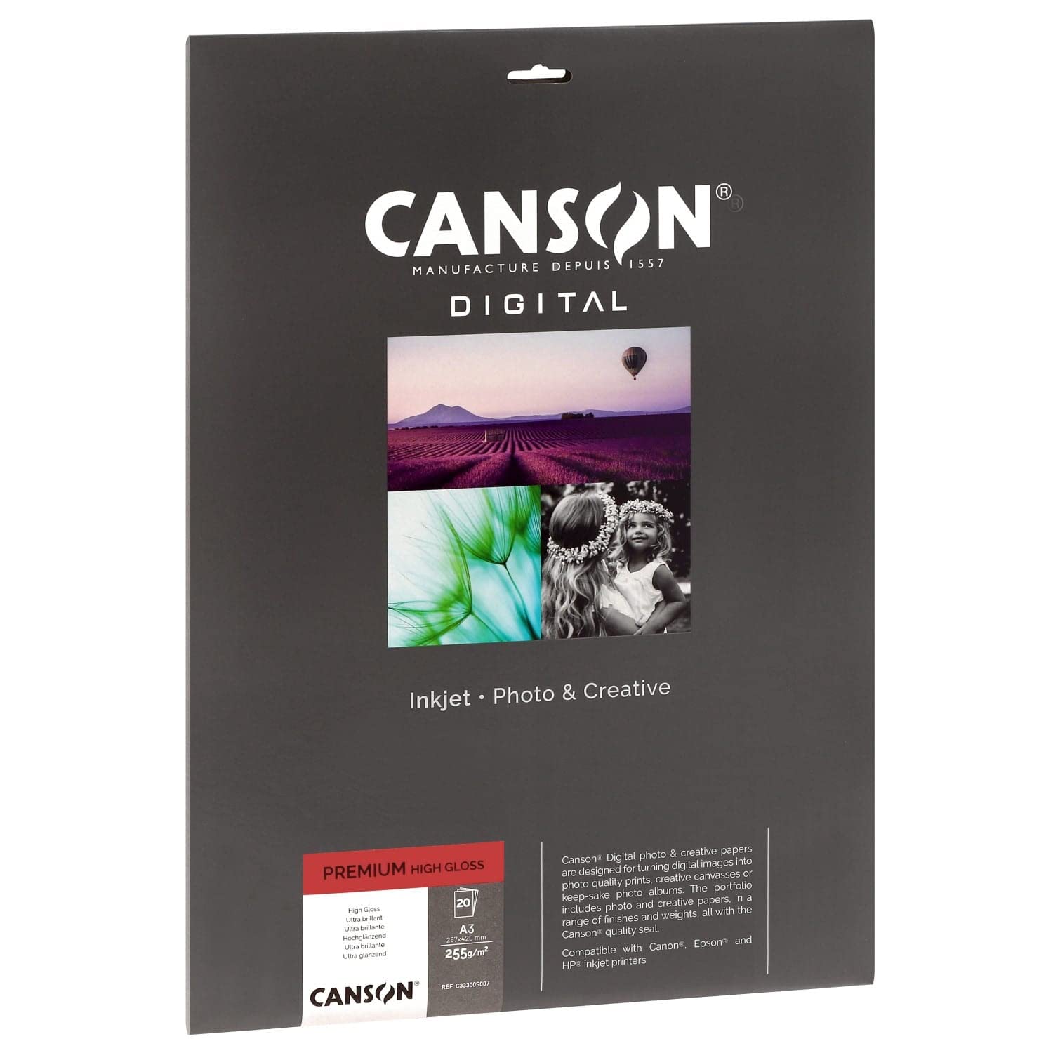 Canson C33300S007 Canson Performance Digitales Fotopapier, 255g, 20 Blatt, A3, Weiß