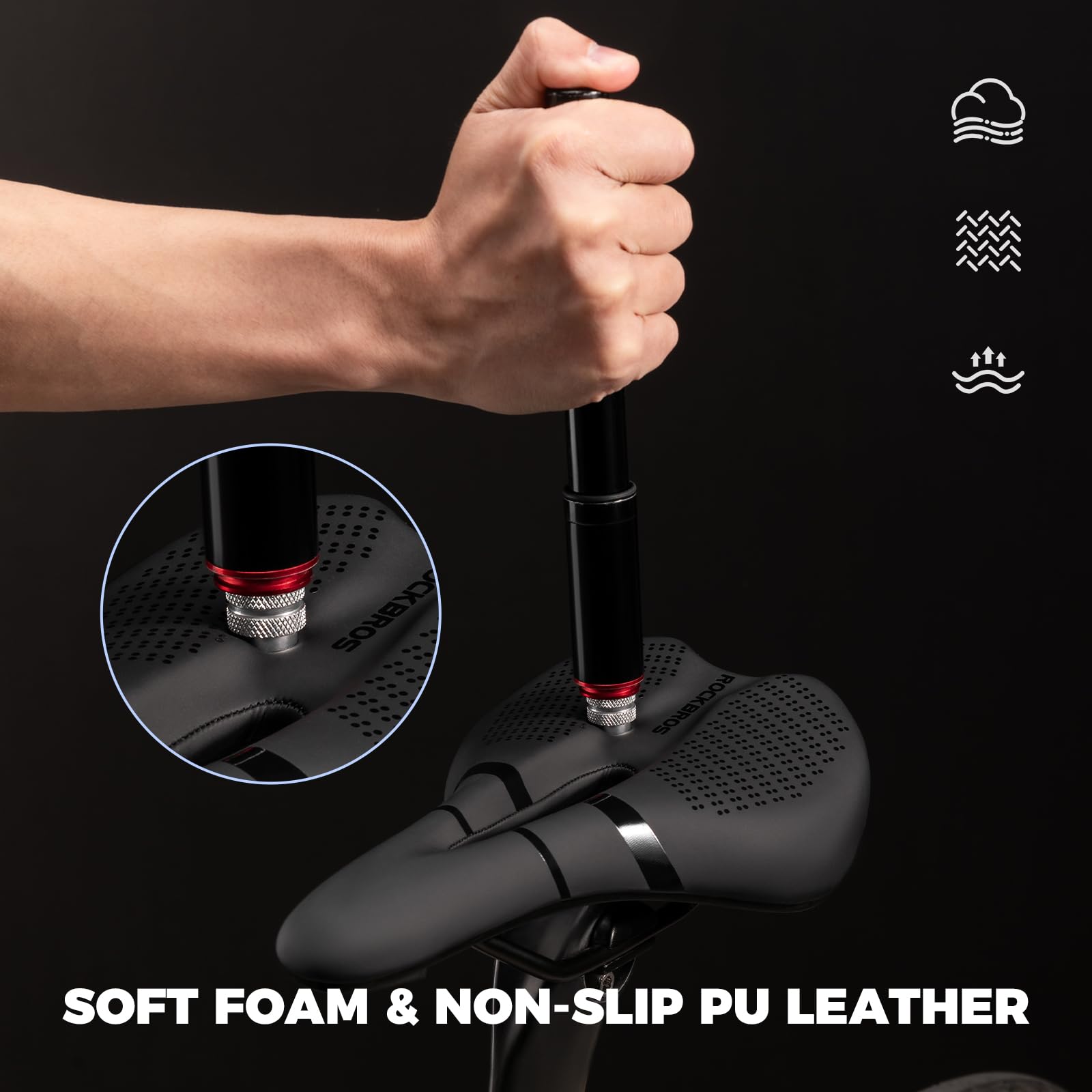 ROCKBROS Sillín de Bicicleta Cómodo con Espuma Viscoelástica, Sillín Impermeable y Transpirable Unisex para MTB Gravel Ebike y Bicicleta de Carretera
